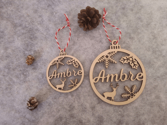 Boule de noël personnalisée - PETIT MODELE - 6 cm - Modèle Ambre