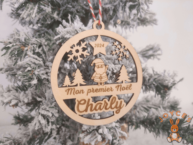 Boule de noël &quot;premier noël&quot;  - 9cm - Modèle Charly