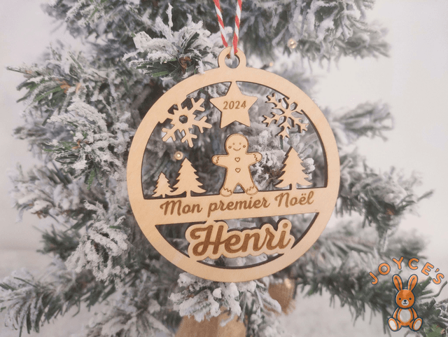 Boule de noël &quot;premier noël&quot; - 9cm - Modèle Henri