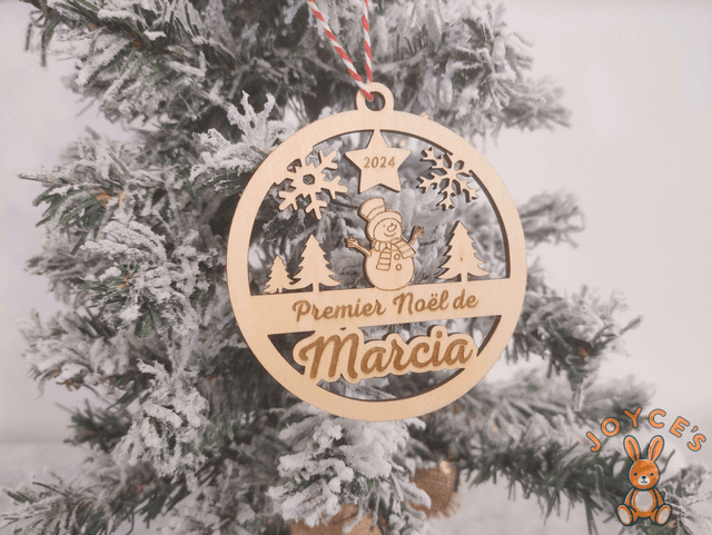 Boule de noël &quot;premier noël&quot; - 9cm - Modèle Marcia